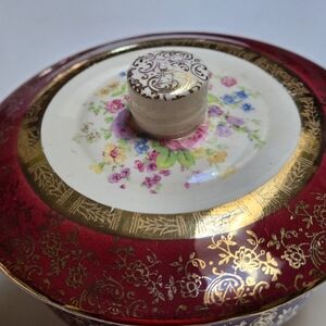 Vintage "Aristocrat" Pattern By Salem China Company Maroon Rim 23K Gold